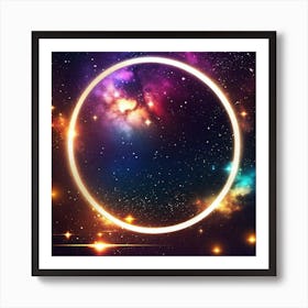 Space Background With A Circle Art Print