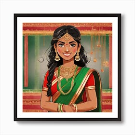 Indian Woman In Sari 5 Art Print