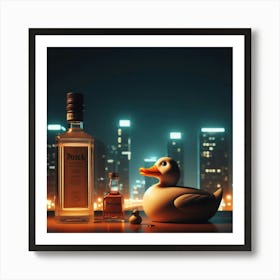 Duck At Night 1 Art Print