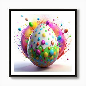 Colorful Easter Egg With Confetti And Paint Splatter Art Print