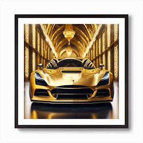 Golden Aston Martin Art Print