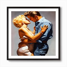 Marilyn Monroe Kissing Art Print