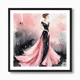 Watercolor Of A Woman In A Dress 6 Art Print