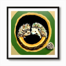 Hedgehogs Huddle Art Print