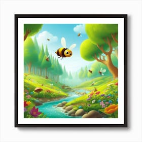 Bees In The Forest 3 Art Print