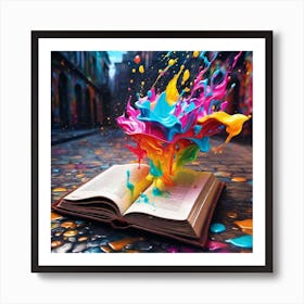 Colorful Book Splashed With Paint Art Print