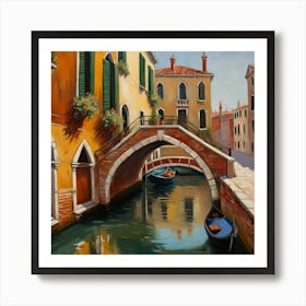 AI generated oil painting of Venice architecture and water canal. 4 Art Print
