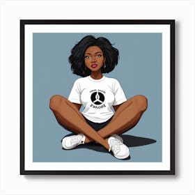 Black Woman Sitting On The Ground Art Print