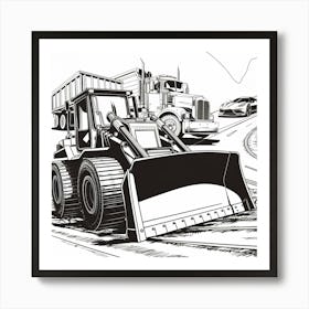 Bulldozer On The Road Art Print