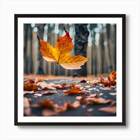 Autumn Leaf In The Forest Art Print