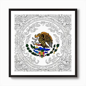 Mexico Flag Coloring Page 9 Art Print