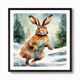 Hare In The Snow Art Print