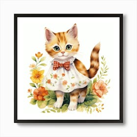 Cat In A Dress Art Print