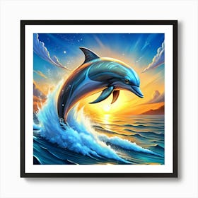 Dolphin Jumping In The Ocean Art Print