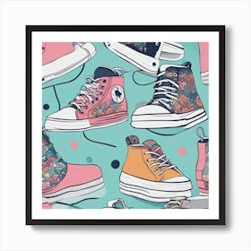 Canvas Of Sneakers Art Print