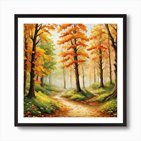 Forest In Autumn In Minimalist Style Square Composition 168 Art Print