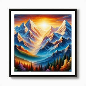 Sunrise Over The Mountains 1 Art Print