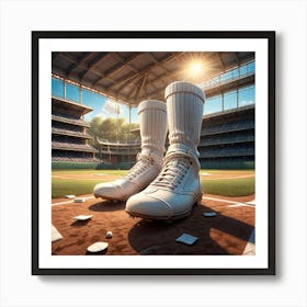 Baseball Shoes On The Field Art Print