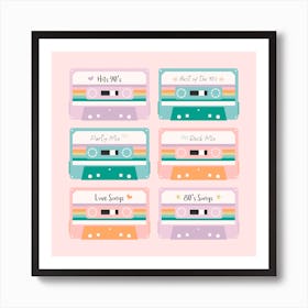 Retro Rainbow Cassettes Art Print