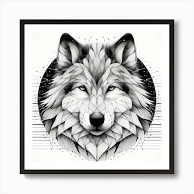 Wolf Head - Abstract Line Art Illustration 67 Art Print