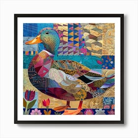 Patchwork Quilted Duck 2 Art Print