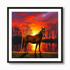 Sunset Horse 78 Art Print