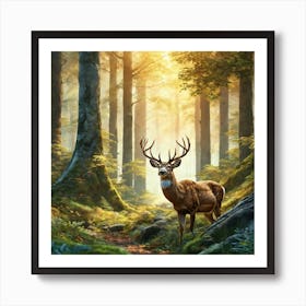 Deer In The Forest 138 Art Print