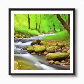 Green River In The Forest Photo Art Print