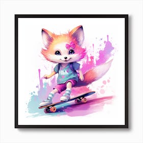 Fox Skateboarder Art Print