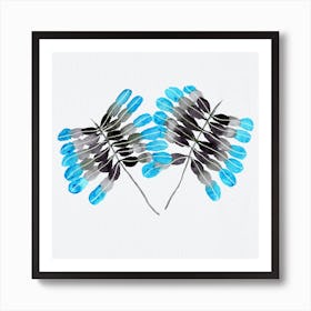 Palm Leaf Tropical Blue Gray Botanical Copy Art Print