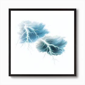 Two Clouds With Lightning Art Print