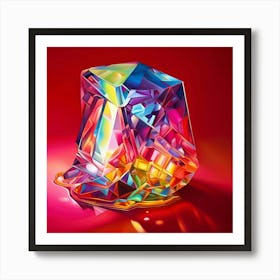 Melting Multi Coloured Ice Cube Art Print