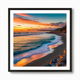 Sunset At The Beach Art Print