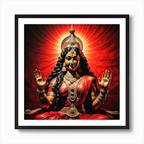 Maa Durga In Beautiful and Authentic Red look Art Print