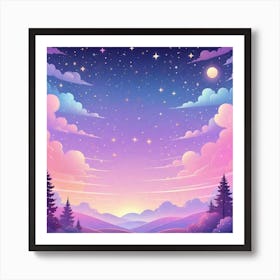 Sky With Twinkling Stars In Pastel Colors Square Composition 208 Art Print