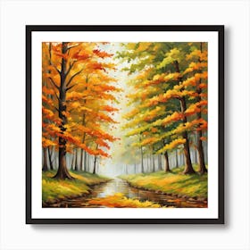 Forest In Autumn In Minimalist Style Square Composition 45 Art Print