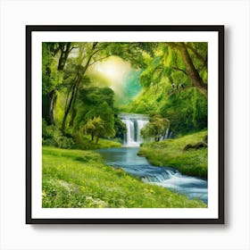 Waterfall In The Forest Poster