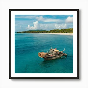 Fishing Boat On The Beach Art Print