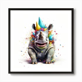 Birthday Rhino 2 Art Print