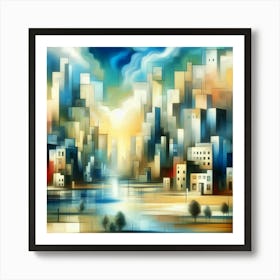 Abstract Cityscape Painting Art Print