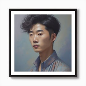 Enchanting Realism, Paint a captivating portrait of young, beautiful korean man 2, that showcases the subject's unique personality and charm. Generated with AI, Art Style_V4 Creative, Negative Promt: no unpopular themes or styles, CFG Scale_3.5, Step Scale_50. Art Print