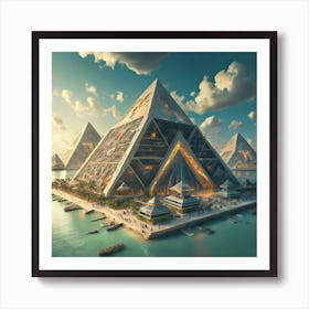 Futuristic Pyramids Art Print