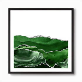 Green & Silver Agate Texture 07 Art Print