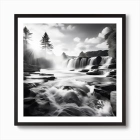 Black And White Waterfall Art Print