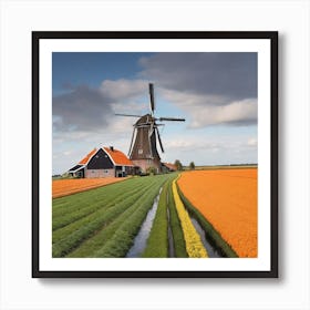 Windmill In The Dutch Countryside Art Print