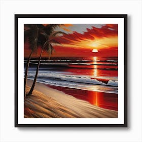 Sunset At The Beach 222 Art Print