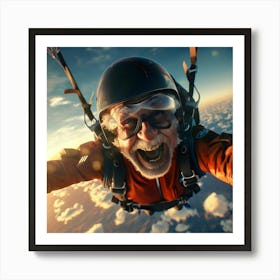 Senior Man Skydiving Art Print