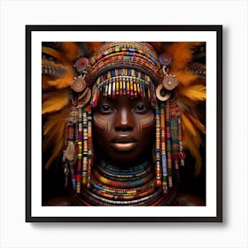 African tribal Woman With ceremonial grab Art Print