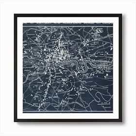 Map Of Zeppelin And Aeroplane Bombs On London Art Print