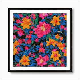 Pink And Orange Flowers Art Print